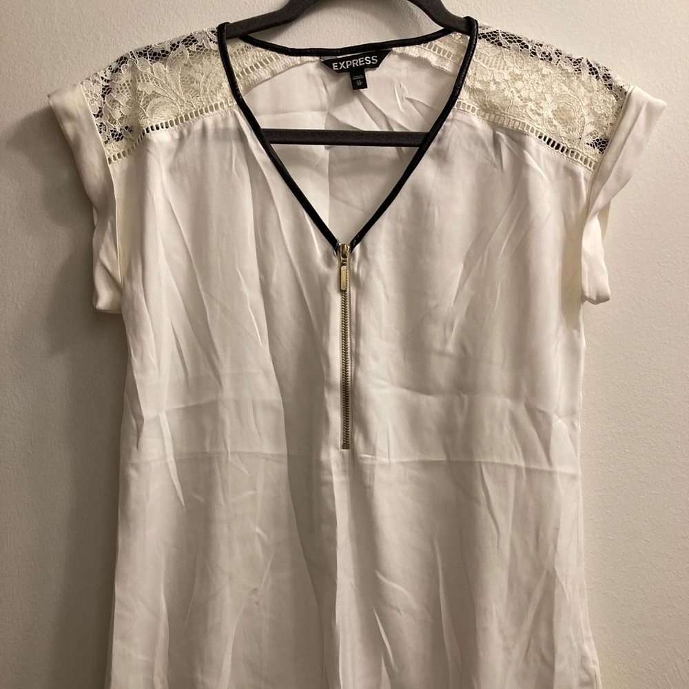 Express Top with leather and lace detail